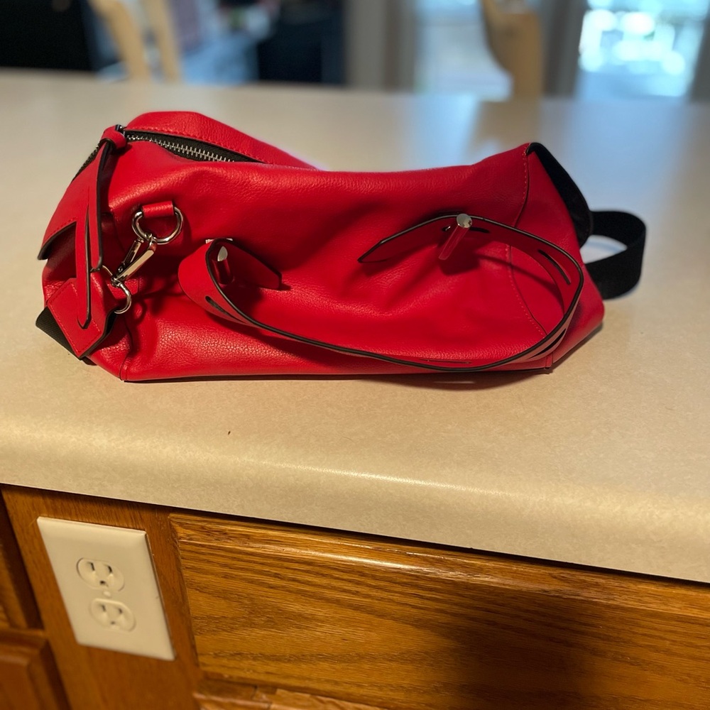 Zara Trafaluc Red and black zippered purse with shoulder strap